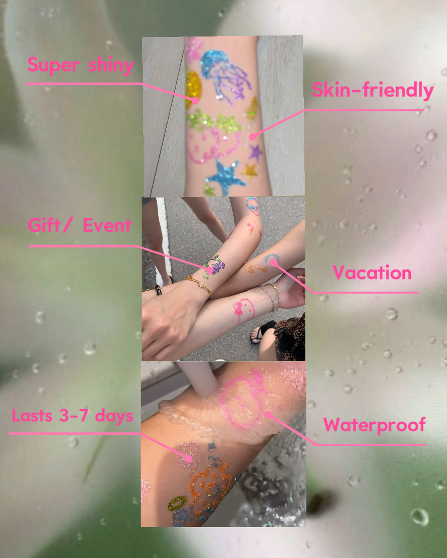 6 Sheets Set DIY Glitter Tattoos- M series