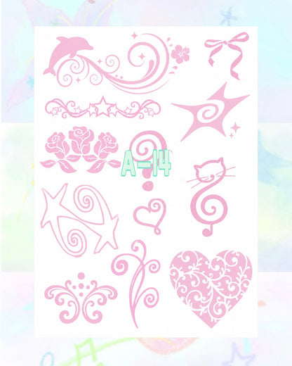 1 Sheet DIY Glitter Tattoos-A series