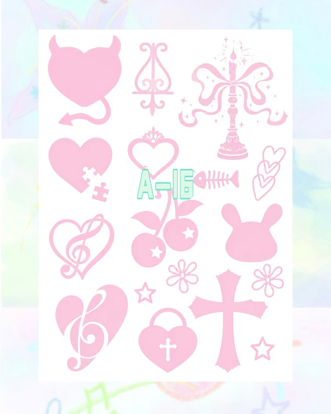 1 Sheet DIY Glitter Tattoos-A series