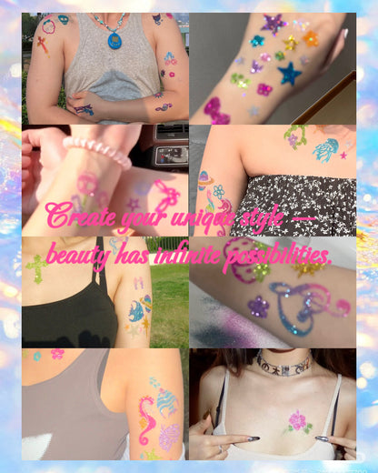1 Sheet DIY Glitter Tattoos-A series